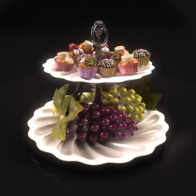 现代水果蛋糕拼盘3D模型