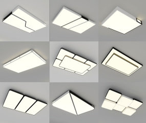 现代方形吸顶灯组合3D模型