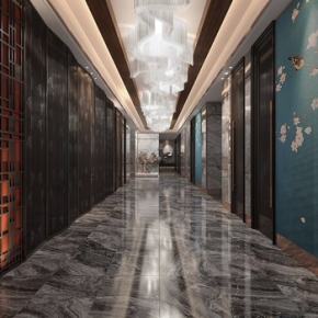新中式酒店过道 3D模型