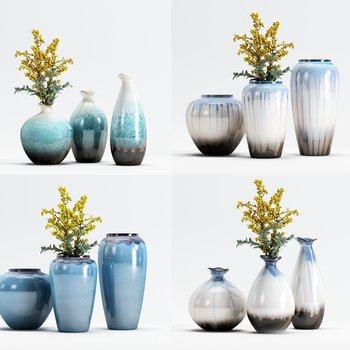 新中式花瓶花艺组合3D模型