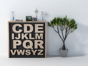 北欧字母斗柜盆栽组合3D模型