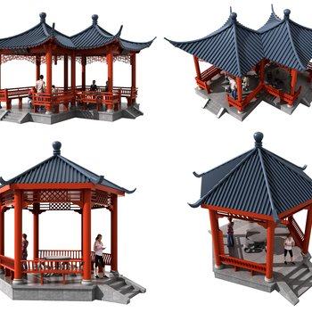 中式古建园林凉亭庭院亭子3D模型