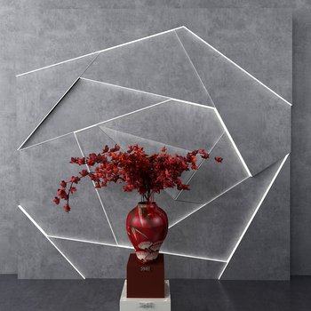 新中式花瓶花卉摆件3D模型