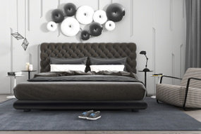 现代布艺双人床沙发墙饰台灯摆件3D模型
