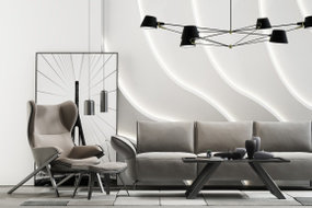 现代布艺沙发茶几台灯组合3D模型