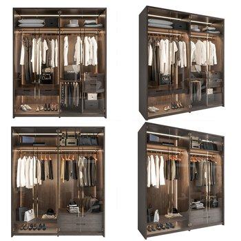 现代轻奢衣柜组合3D模型