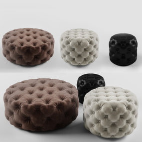 欧式布艺皮革沙发凳组合3D模型