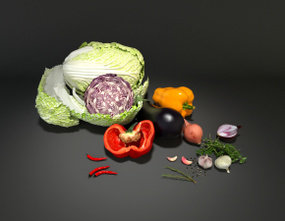 现代蔬菜组合3D模型