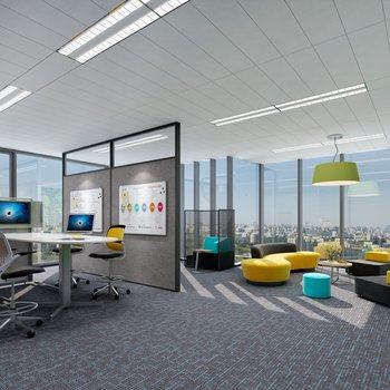 现代会议室多功能办公区3D模型