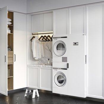 现代洗衣机衣柜3D模型