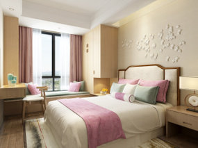 新中式女儿房卧室3D模型