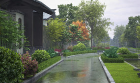 中式门头园林景观3D模型