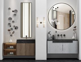 现代洗手台卫浴柜架组合3D模型