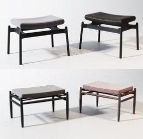 新中式实木方形凳子组合3D模型