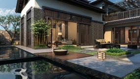 中式庭院景观3D模型