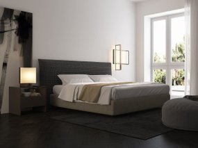 意大利Poliform现代双人床床头柜灯具组合3D模型
