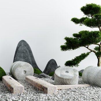 新中式庭院景观小品 3D模型