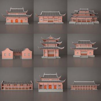 中式古建筑外观3D模型