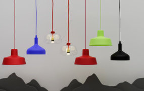 现代彩色吊灯组合3D模型