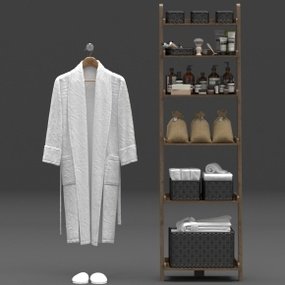 现代卫浴柜架卫浴用品浴袍组合3D模型