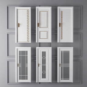 现代白色卫生间门房门组合3D模型