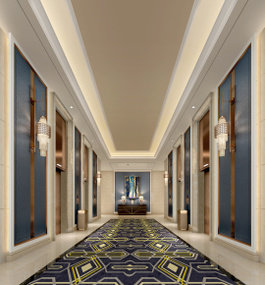 中式酒店电梯厅3D模型