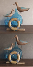 现代玻璃花瓶台灯小鸟摆件组合3D模型