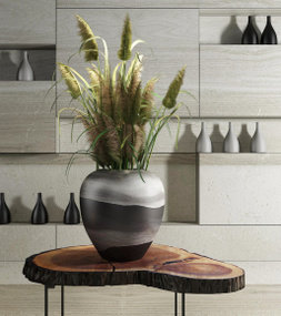 现代边几陶罐花瓶芦苇装饰架组合3D模型
