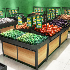 现代商场超市蔬菜货架3D模型