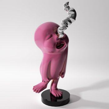 新中式人物雕塑3D模型