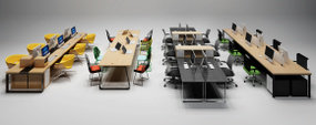 现代办公桌椅卡座摆件组合3D模型