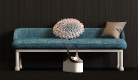 现代布艺床尾凳抱枕组合3D模型