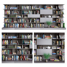 现代书柜摆件组合3D模型