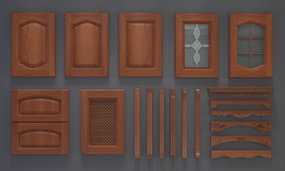 欧式厨柜门线条组合3D模型