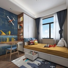 现代榻榻米儿童房卧室3D模型