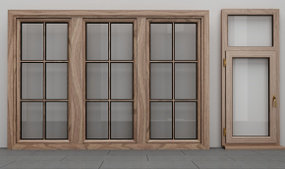 现代实木窗户组合3D模型