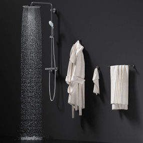 现代花洒浴袍浴巾组合3D模型
