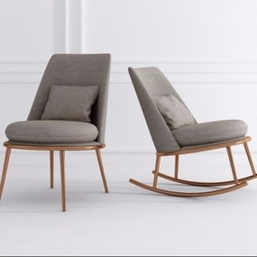 现代布艺休闲椅组合3D模型