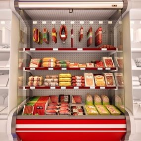 现代超市食物冰柜组合3D模型