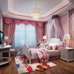 法式卧室女孩房3D模型