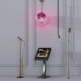 现代KTV点歌机话筒吊灯组合3D模型