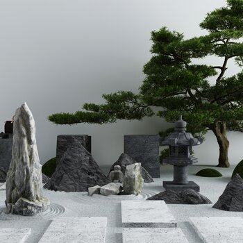 庭院景观小品枯山水石3D模型