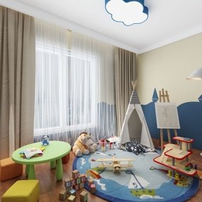 现代儿童房娱乐区3D模型