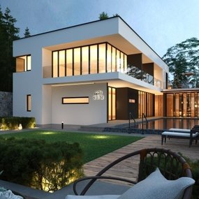 现代别墅建筑外观3D模型