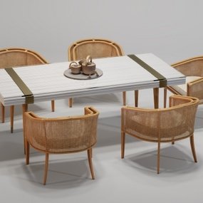 现代户外休闲椅茶几组合3D模型