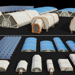 现代帐篷蒙古包太阳能板组合3D模型