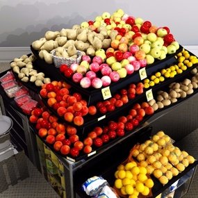 现代水果商展货架电子秤组合3D模型