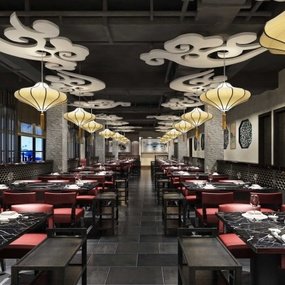 新中式自助餐厅免费3d模型