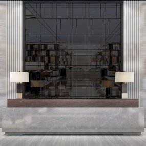 新中式售楼处大理石前台服务台背景墙3D模型