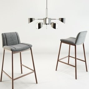现代吧台椅吊灯组合3D模型